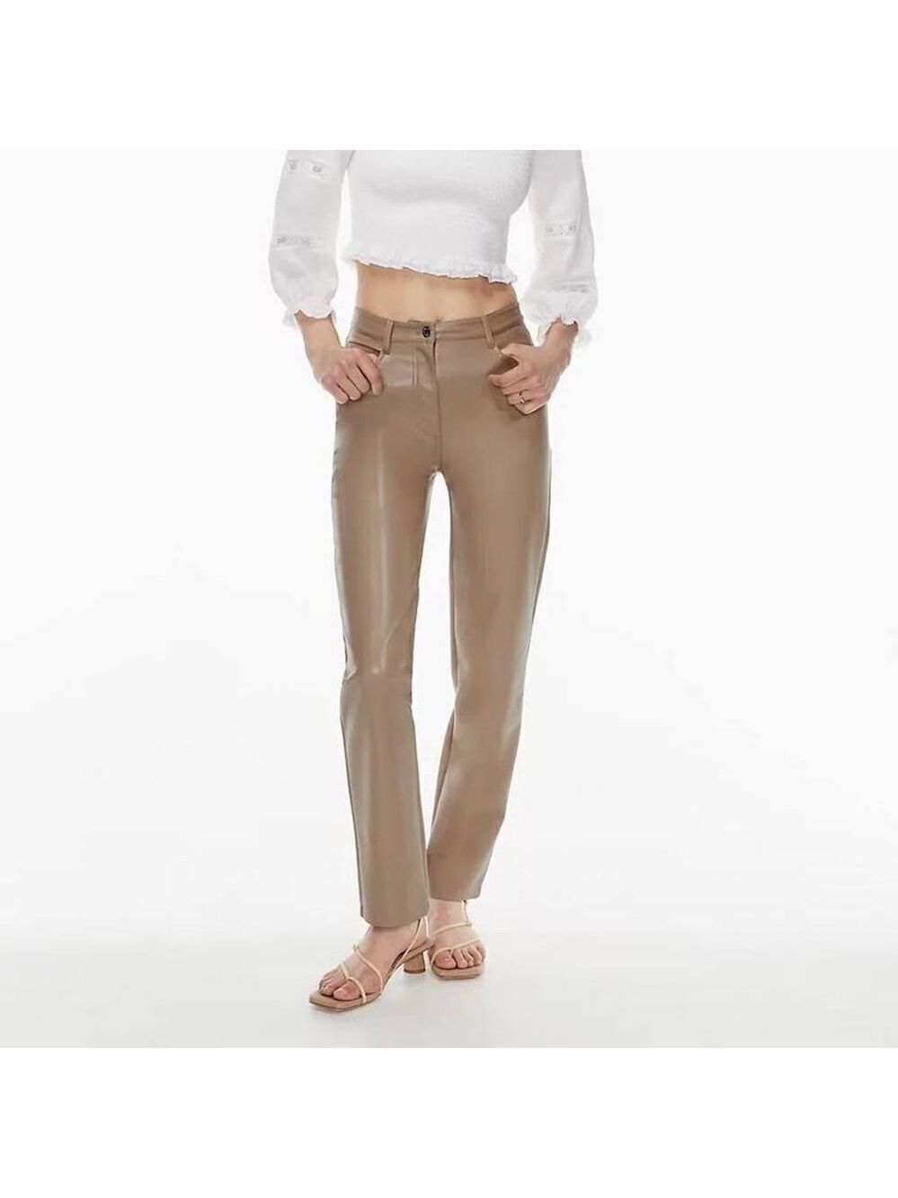 Aritzia Wilfred Melina Straight Leg Vegan Leather Pant Sz 10